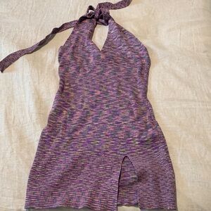 Bailey Rose purple/ pink Halter Knit Dress viscose full stretch medium NWOT